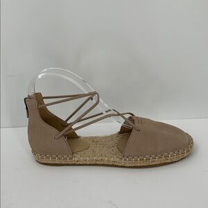 Eileen Fisher Lace-up Espadrille Shoe tan brown strappy leather flat women 7